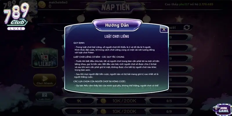 Quy định về luật chơi liêng tại cổng game 789Club